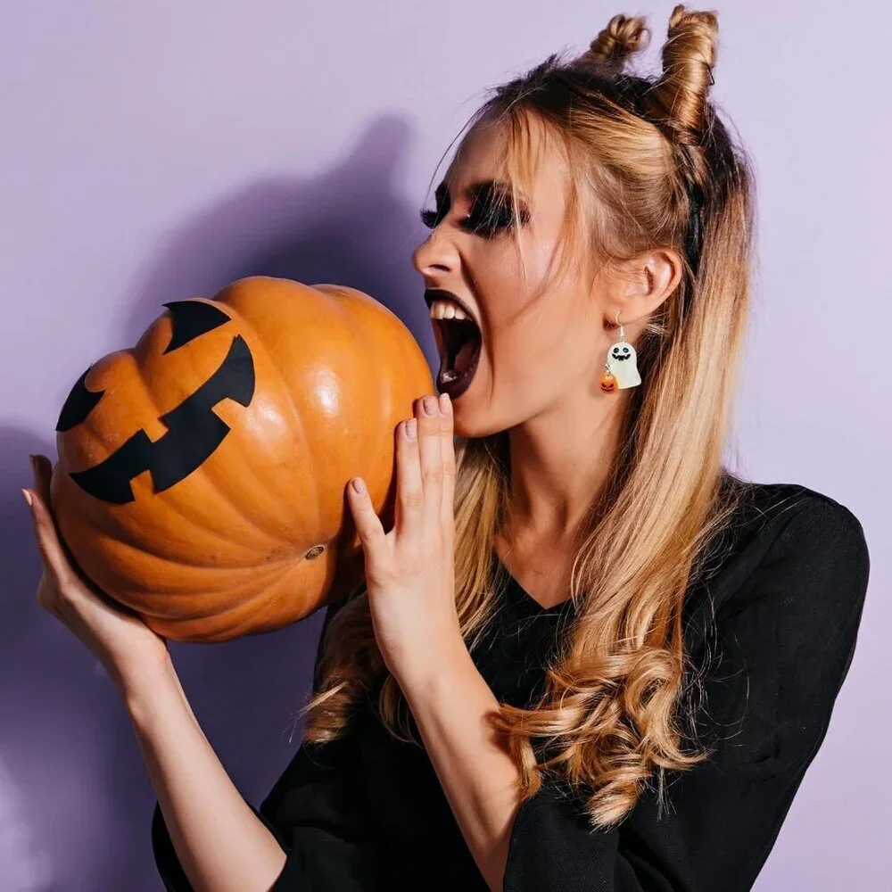 Women's A Pumpkin Ghost Halloween Blood Pumpkin Corn Dangle Earrings
